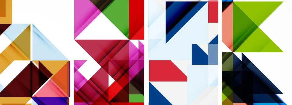 Triangle poster geometric background set Illustrazione stock