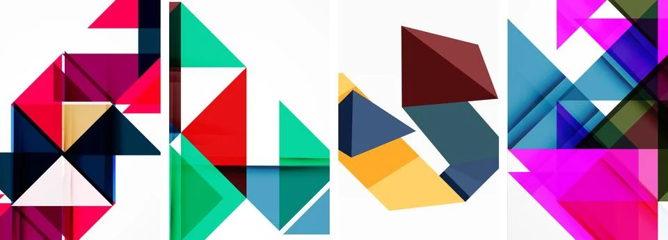 Triangle poster geometric background set Stock Illustration