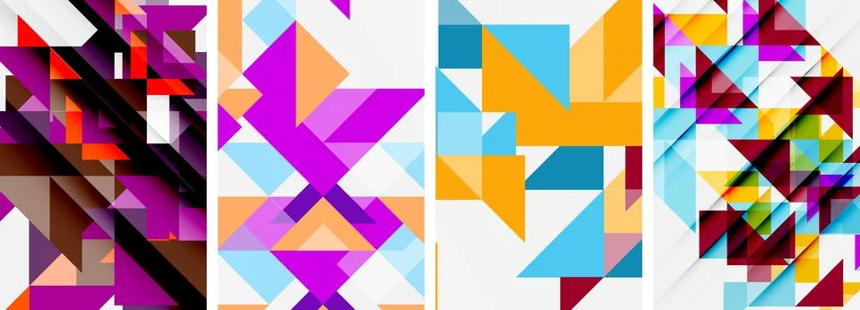 Triangle poster geometric background set Stock Illustration