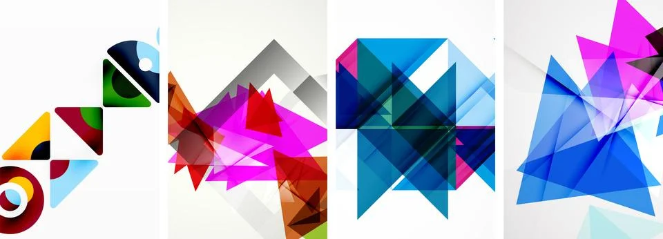 Triangle poster geometric background set Illustrazione stock