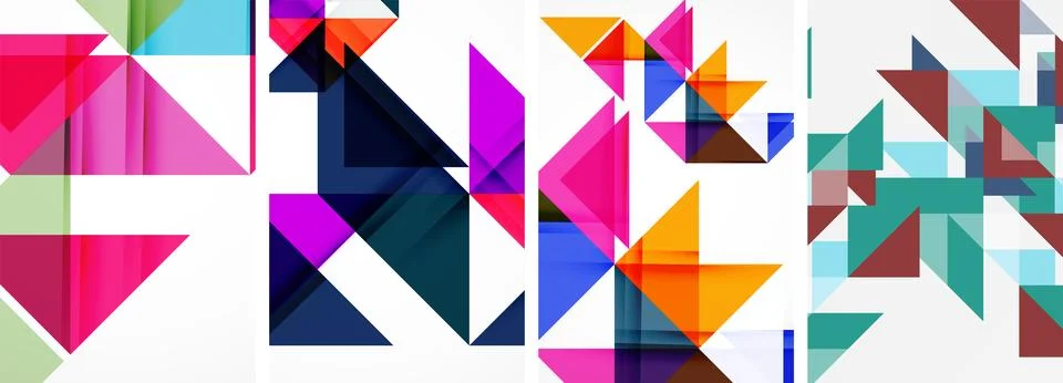 Triangle poster geometric background set Illustrazione stock
