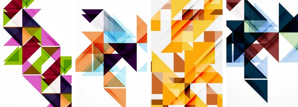 Triangle poster geometric background set Stock Illustration