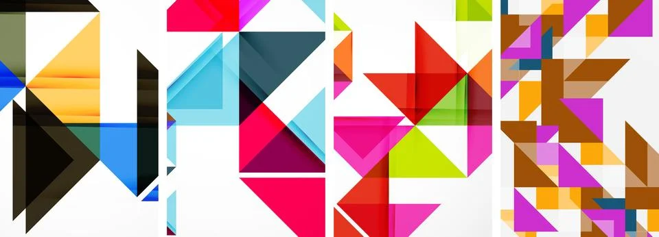 Triangle poster geometric background set Illustrazione stock