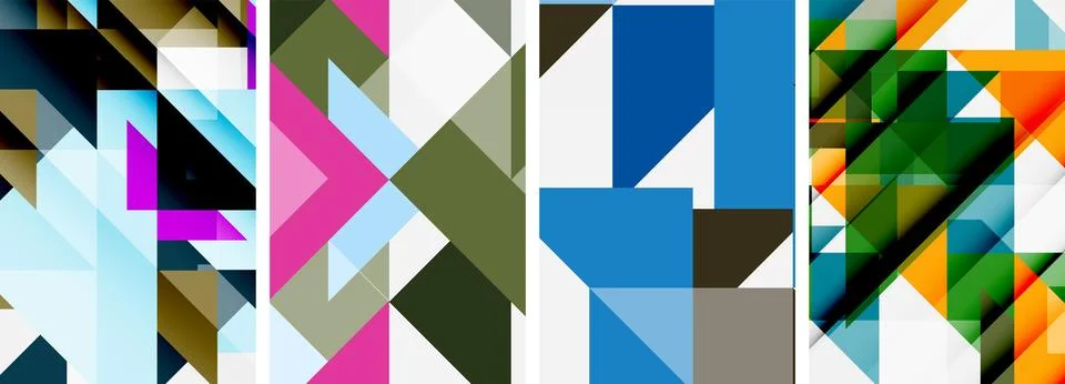 Triangle poster geometric background set Stock Illustration