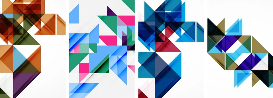 Triangle poster geometric background set Illustrazione stock