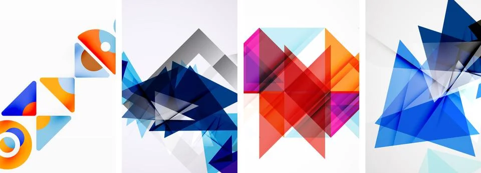 Triangle poster geometric background set Stock Illustration