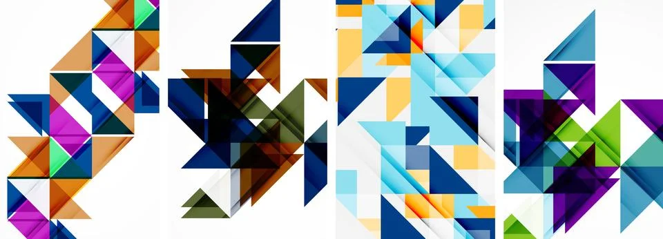 Triangle poster geometric background set Illustrazione stock