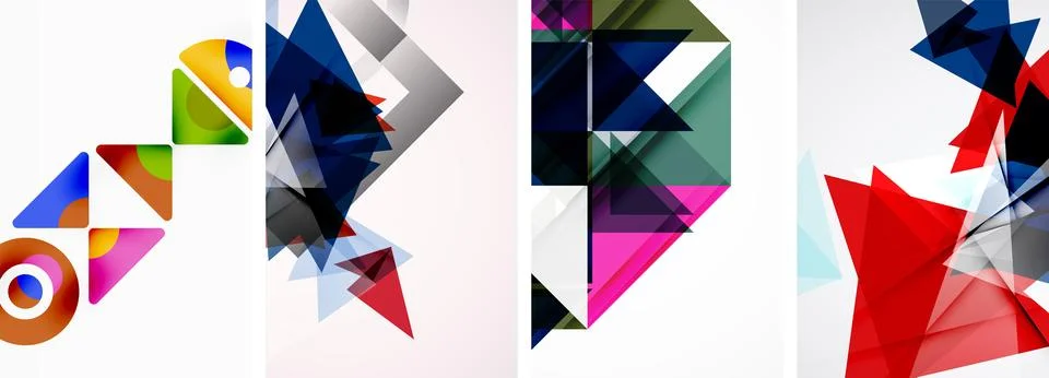 Triangle poster geometric background set Illustrazione stock