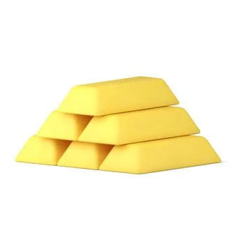 Triangle pyramid golden bullion stack front side view 3d icon realistic vecto Stock Illustration