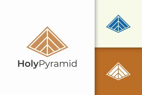 Triangle pyramid logo in simple and modern shape fit for tech company Stock Illustration