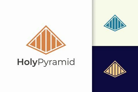 Triangle pyramid logo in simple and modern shape fit for tech company Stock Illustration