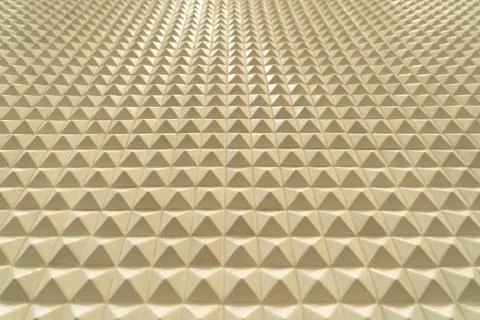 Triangle pyramid tiles pattern surface texture. Close-up of architecture inte Stock Photos