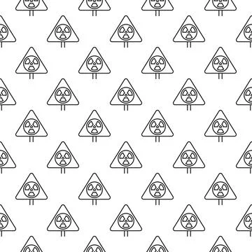 Triangle with Radiation Symbol vector Pollution outline seamless pattern イラスト素材