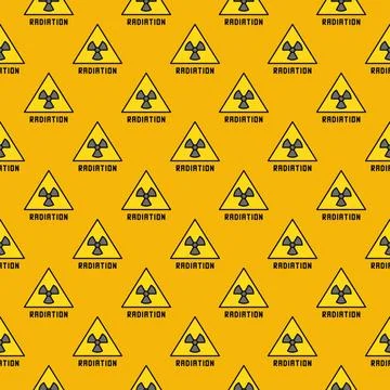 Triangle with Radiation Warning vector colored seamless pattern Stock Illustration