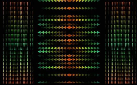 Triangle rainbow pattern and tiny rainbow slow faded all in line on black screen Video stock 139811494