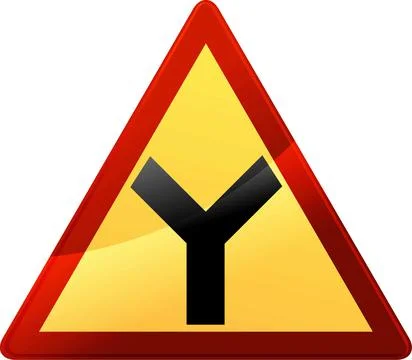 Triangle road sign 'intersection ahead' isolated on white background Ilustração Stock