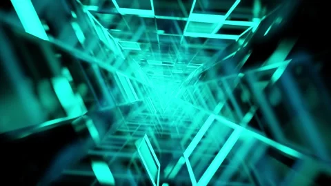 Triangle rotated mirrored cyan ghosts glass VJ tunnel loop0001-0240 Stock Footage 326317139