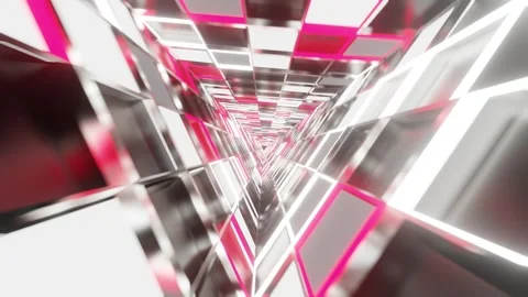 Triangle rotated mirrored white red glass VJ tunnel loop0001-0240 Stock Footage 343549523
