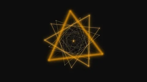 Triangle Rotating Animated Geometric Shape with Light Design on Black Stock Footage 333356377
