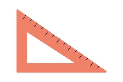 Triangle ruler, cartoon style. Vector illustration isolated on white backgr.. Stock Illustration