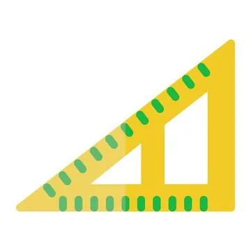Triangle ruler icon in Flat Style. Color Fill. Isolated on White Background Stock Illustration