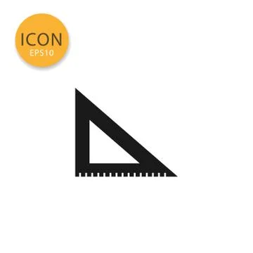 Triangle ruler icon isolated flat style. Stock Illustration