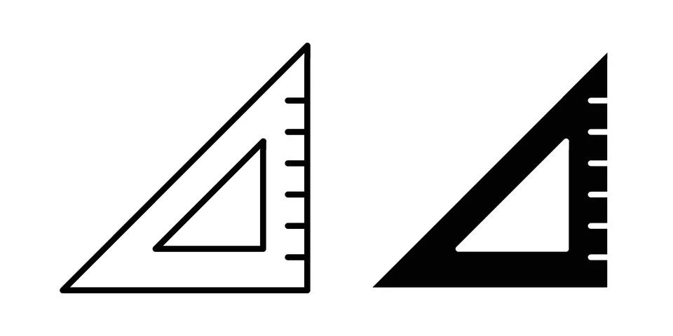 Triangle ruler icon. Outline, flat icons Stock Illustration
