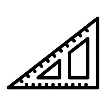 Triangle ruler icon in Outline Style. Line Art Stock Illustration