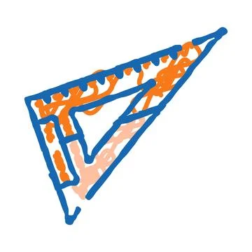 Triangle ruler measuring instrument doodle sketch drawing Stock Illustration