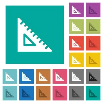 Triangle ruler solid square flat multi colored icons Illustrazione stock