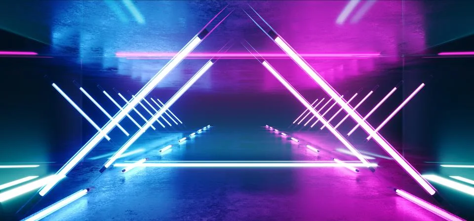 Triangle Sci Fi Futuristic Alien Retro Virtual Reality Neon Glowing Fluoresce Stock Illustration