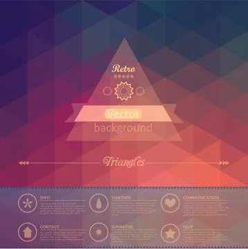 Triangle seamless background. retro label design. infographics composition wi Stock Illustration