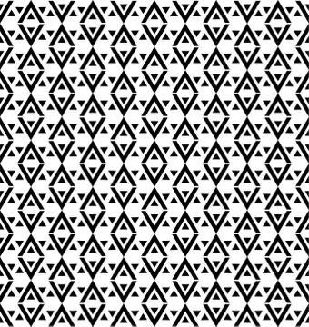 Triangle seamless pattern. Black triangles on white background. Monochrome Stock Illustration