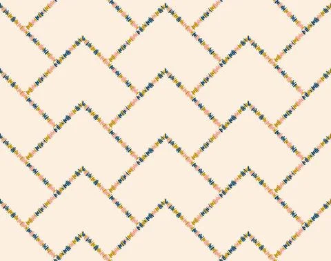 Triangle seamless pattern. Hand drawn fantasy doodle colored line. Light pink Stock Illustration