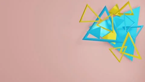 Triangle shape abstract background 3d render upper right Stock Illustration