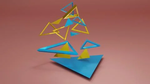 Triangle shape abstract background 3d render middle frame Stock Illustration