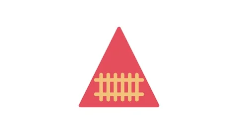 A triangle shape containing a railroad track, symbolizing transportation or.. Stock Footage 333666443