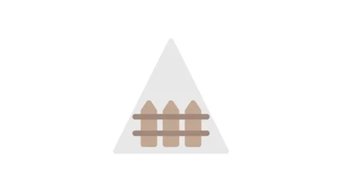 A triangle shape with a fence icon centered inside, symbolizing home and sh.. Stock Footage 333666444