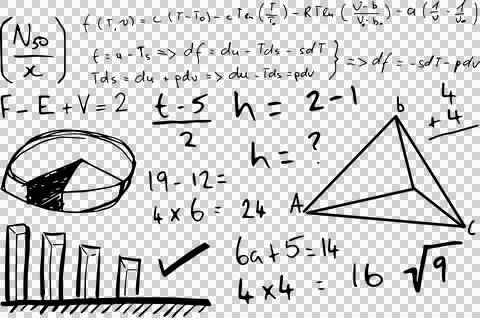 Triangle shape with graph and equations Stock Illustration