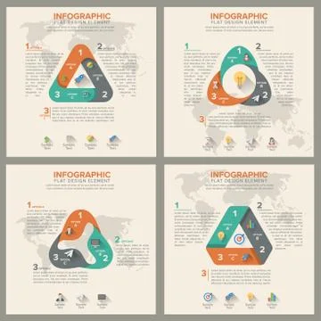 Triangle shape infographic set template. flat design style Stock Illustration