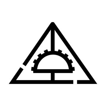 Triangle shape integrating half gear with base Illustrazione stock