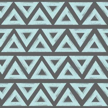 Triangle shape mazes geometric seamless pattern. Chalk textured strokes on dark Stock Illustration