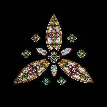 Triangle shape stained glass window Triangle shape stained glass window in... 写真素材