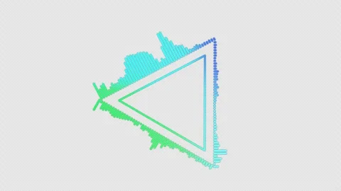 Triangle-shaped Audio Spectrum Animation blue and green. 4K with alpha channel Vidéo 250836782