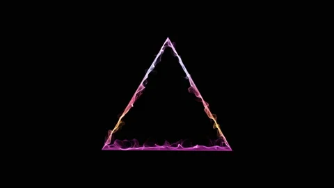 Triangle shaped frame. Purple 3d triangle made of waves, dots, particles blend Video stock 229982682