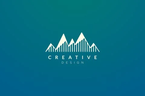 Triangle shaped mountain logo design. Minimalist and modern vector design for Stock Illustration
