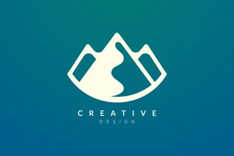 Triangle shaped mountain logo design. Minimalist and modern vector design for Stock Illustration
