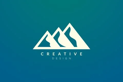 Triangle shaped mountain logo design. Minimalist and modern vector design for Stock Illustration
