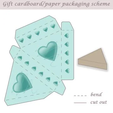 Triangle shaped printable packaging and wrapping scheme box for gifts and events Stock Illustration