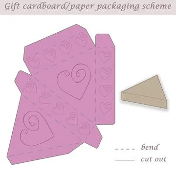 Triangle shaped printable packaging and wrapping scheme box for gifts and events Stock Illustration